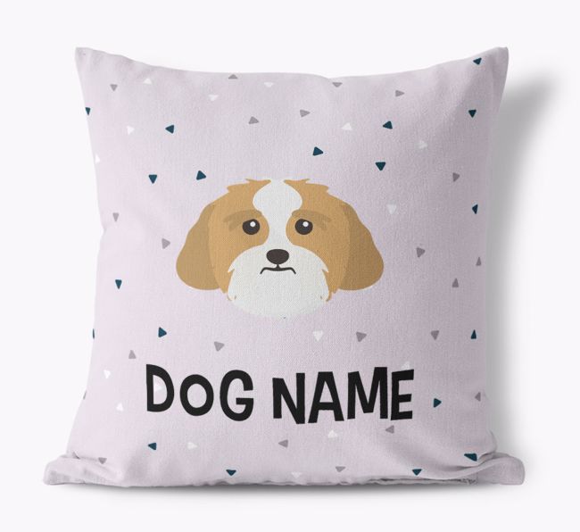 Triangle Pattern with {dogsName}'s Icon: Personalized Canvas Pillow